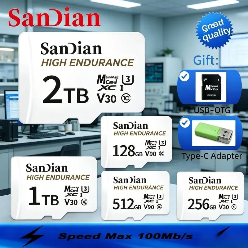 Scheda di Memoria Micro TF SD XC MobileMate ad Alta Resistenza C10 4K UHD-I, Lettura 100MB/s, per Droni, Dash Cam, Monitor Domestici