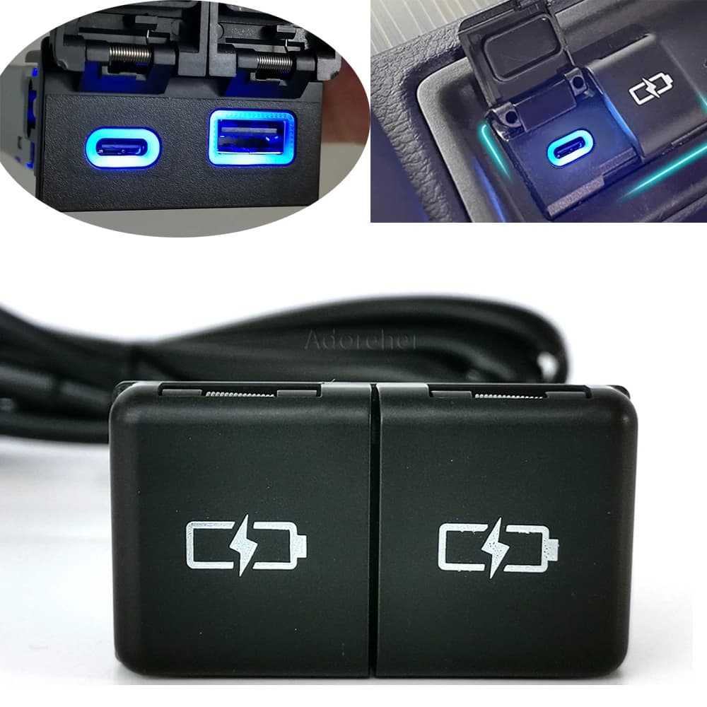 Auto Dual Charger For Toyota Camry Avalon Highlander Levin RAV4 QC3.0 USB Type-C PD Plug Power Phone Charger Adapter