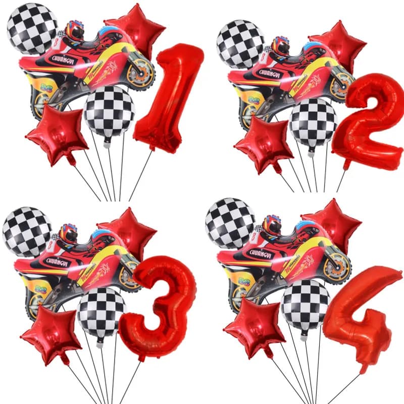 6PCS Helmet Motor Balloon Number 32 inch Balloons Birthday Decor Boys Racing Car Dirt Bike Motocross Wheel Supplies for parties