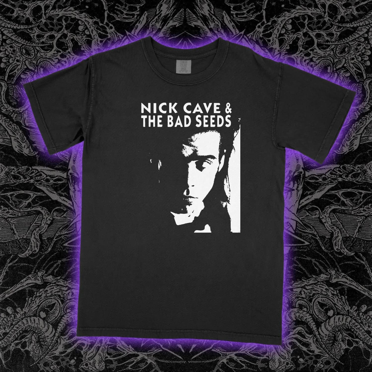 T-shirt Nick Cave & The Bad Seeds in cotone con grafica vintage della band, musica rock