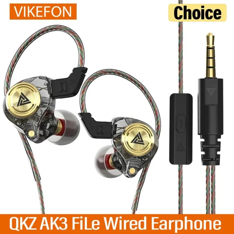 Portable QKZ AK3 FiLe Wired In Ear Headset Dynamic Driver Stereo Sound Gaming Running Earbuds With Built-in Microphone