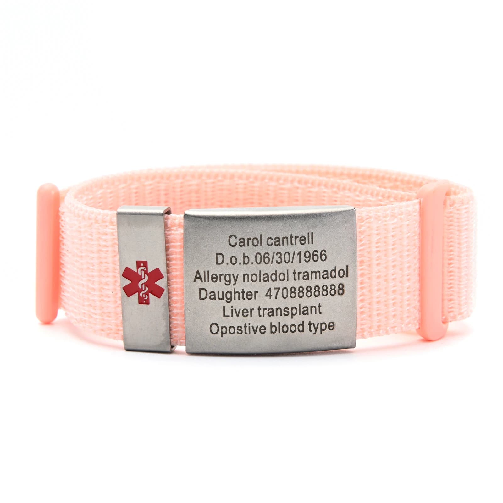Braccialetti di avviso medico SOS personalizzati da 22 mm per uomo Donna Cinturino in nylon di emergenza Accessorio per cinturino in velcro Sport ID