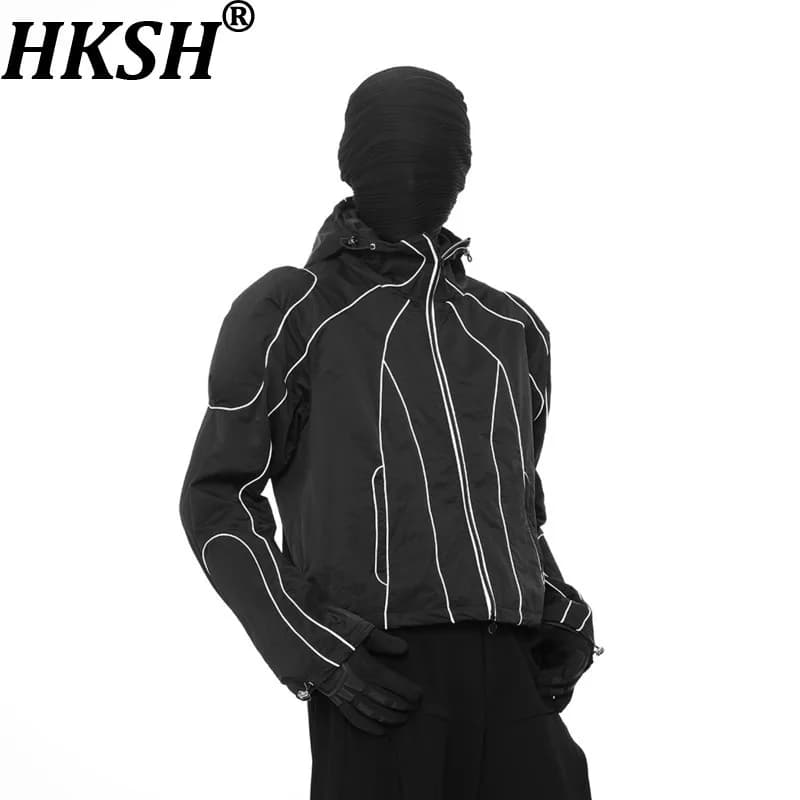 HKSH Autunno New Man Dark Techwear Nicchia Spalline imbottite Felpa con cappuccio Linea cuciture Cappuccio riflettente Giacca di protezione solare HK12112
