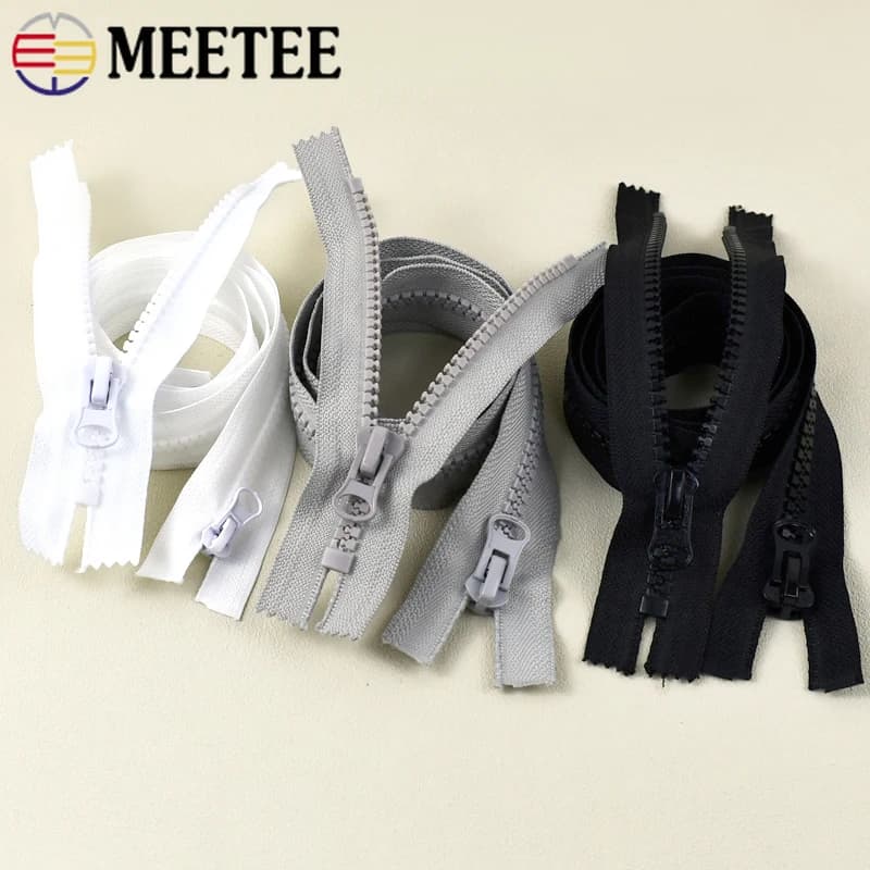 15-500 cm 8 # Cerniera in resina con cursori singoli/doppio giacca cappotto zaino kit di riparazione cerniera aperta accessori per cucire indumenti fai da te