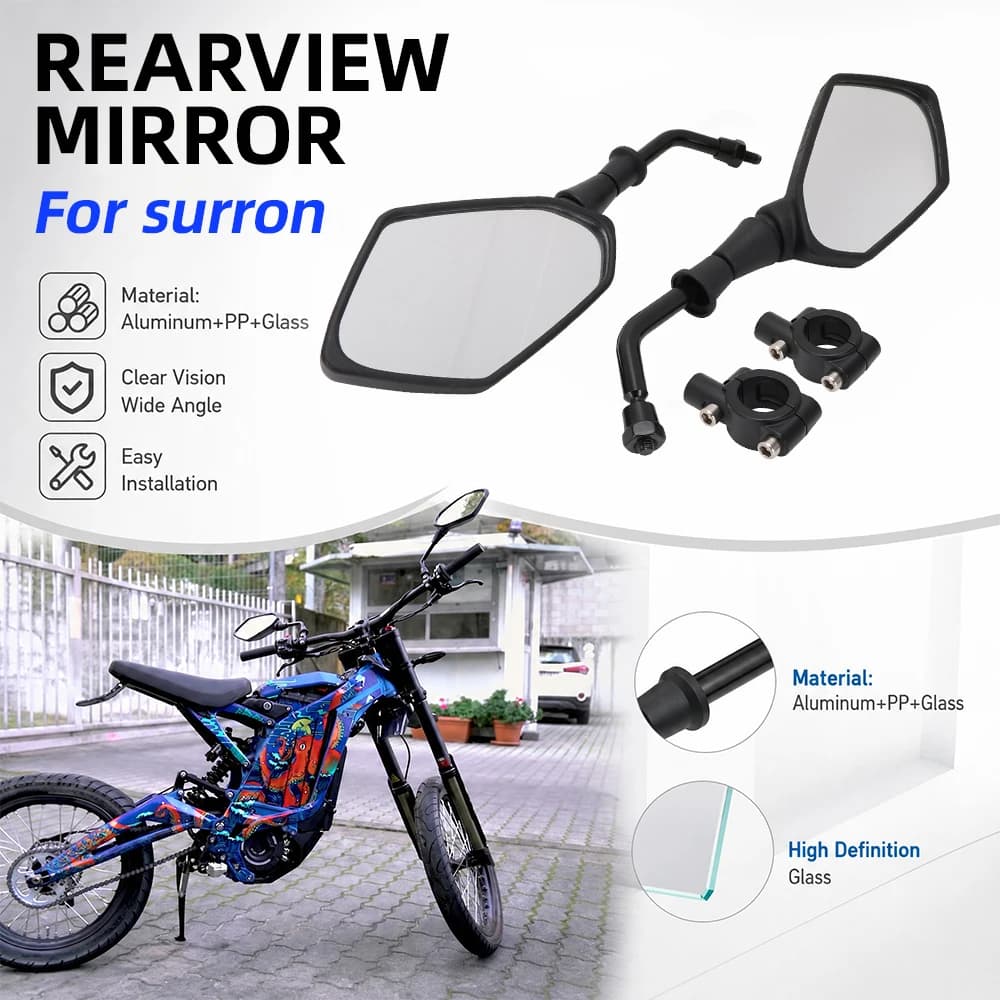 Specchietto retrovisore per e-bike con staffa fissa per Sur-Ron Surron X S Light Bee, ricambi per veicoli elettrici fuoristrada e dirt e-bike