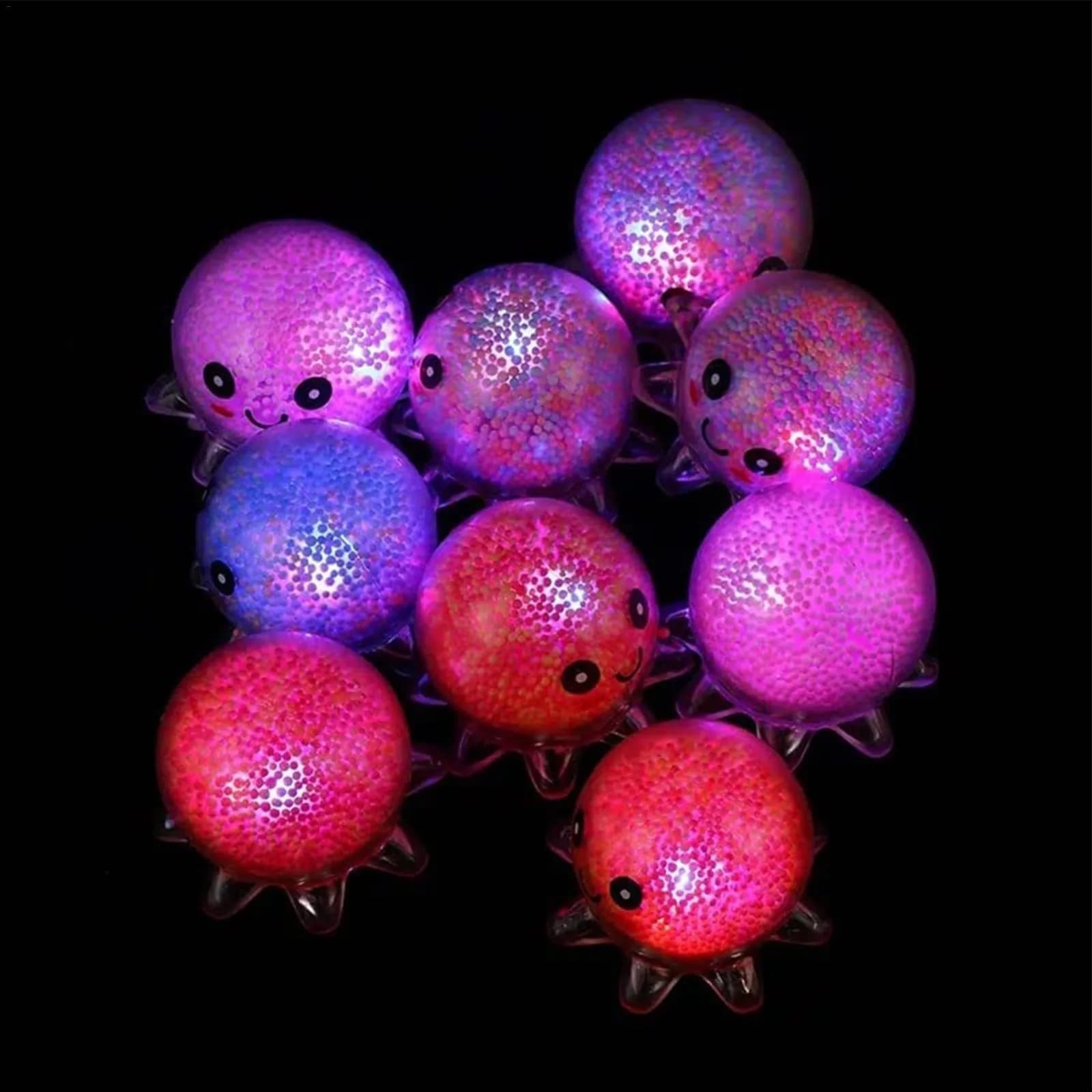 1PC incandescente luce calamari Vent Ball spremere decompression giocattolo Bubble Octopus Ball giocattolo antistress regalo di compleanno per bambini adulti