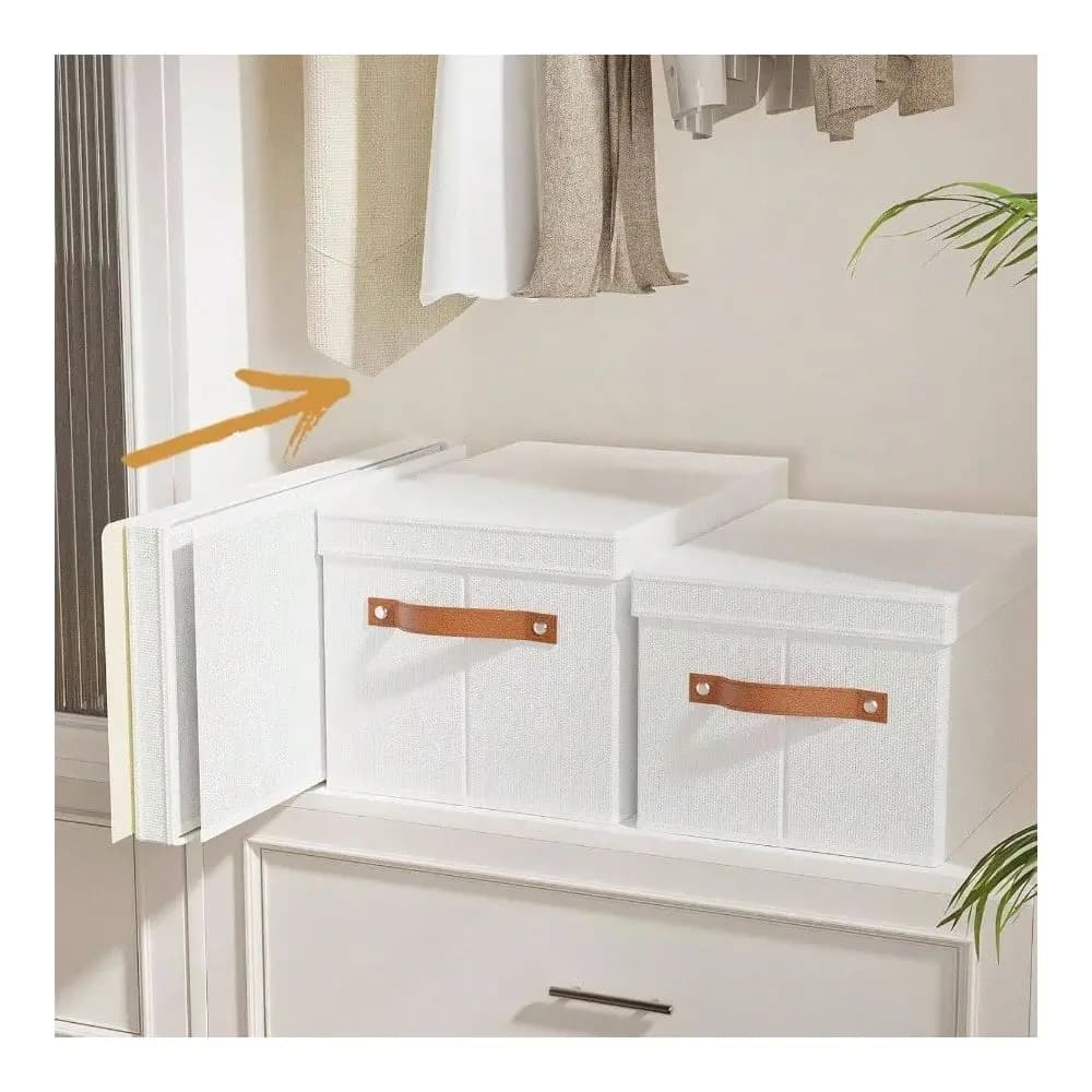 Contenitore portaoggetti con coperchio, 1x 9,1x 13 pollici, scatola portaoggetti pieghevole con maniglie, organizer decorativo per armadio in lino, grigio, 1 pezzo