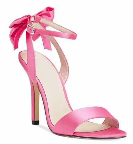 Elegant Women Pink Blue Silk One Line Ankle Buckle Butterfly Knot Back Stiletto Heel Summer Sandals Lady High Heel Banquet Shoes