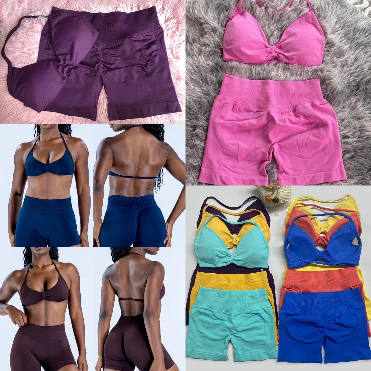 Set da palestra 2 pezzi DFNNYE da donna, completo sportivo con top a fascia e pantaloncini senza cuciture per yoga e fitness.