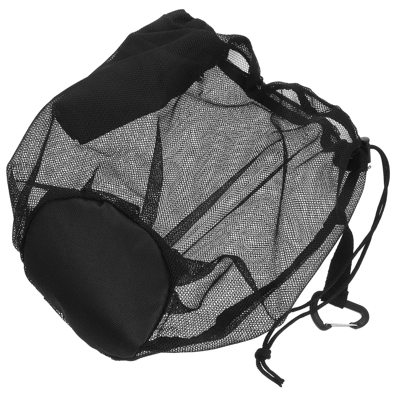 Single Sports Ball Bag Zipper Pocket Drawstring Hook Basketball Soccer Football Volleyball Mesh Large Carry Storage Bag