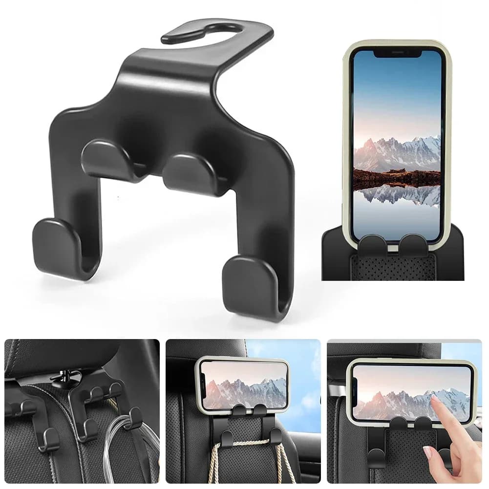 Supporto per telefono da appendere al poggiatesta del sedile posteriore dell'auto, gancio portaoggetti per cellulare, supporto pigro per iPhone, Samsung e tutti i telefoni.