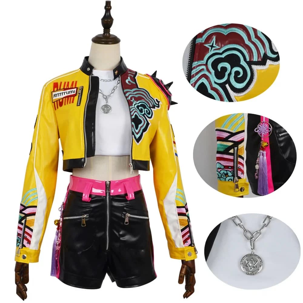 Nuovo film K-Pop Demon Hunters Costume Cosplay Rumi Top Pantaloni Giacca Set Puntelli per feste di Halloween Accessori per spettacoli teatrali