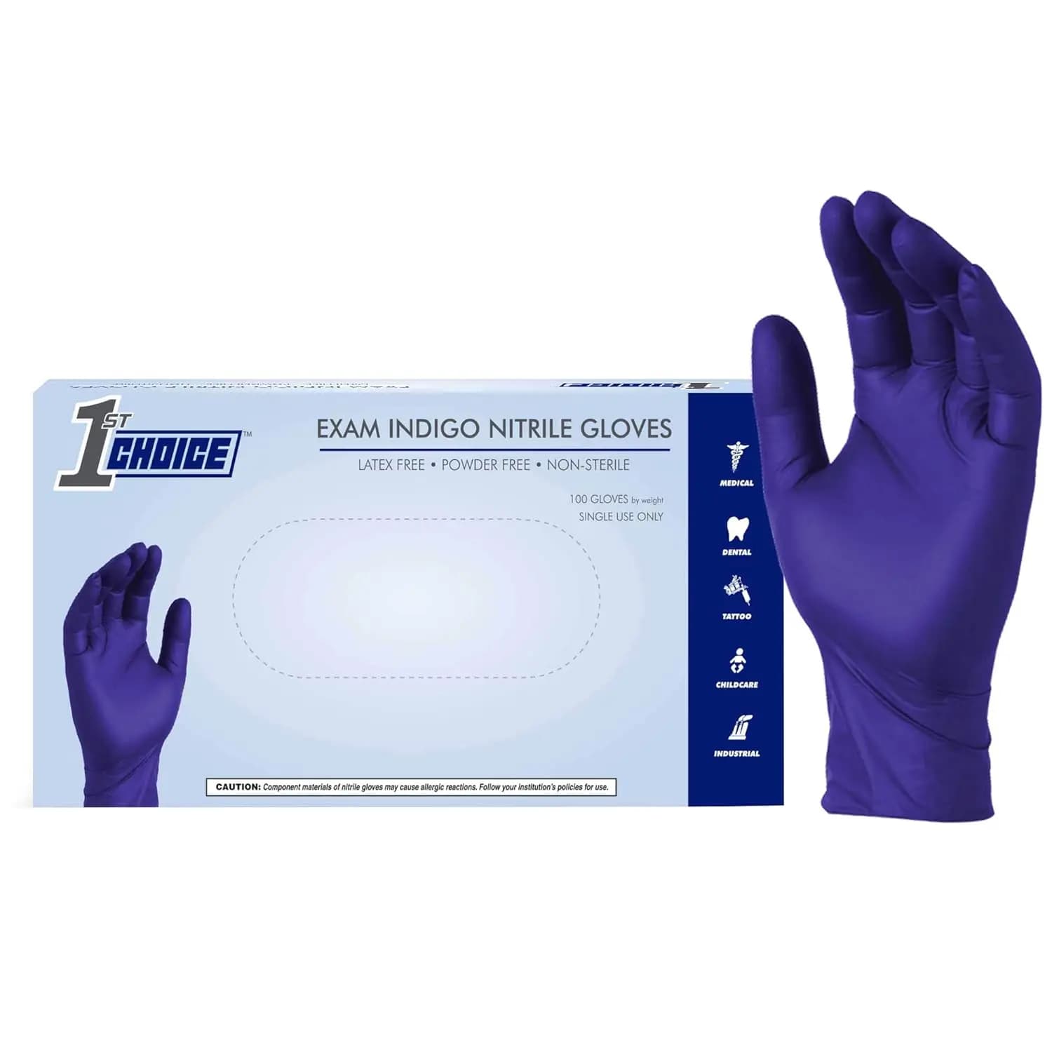 Guanti in Nitrile Indigo da 3 Mil, Senza Lattice, Confezione da 100, Guanti per Esami Medici, Pulizia e Preparazione Alimenti