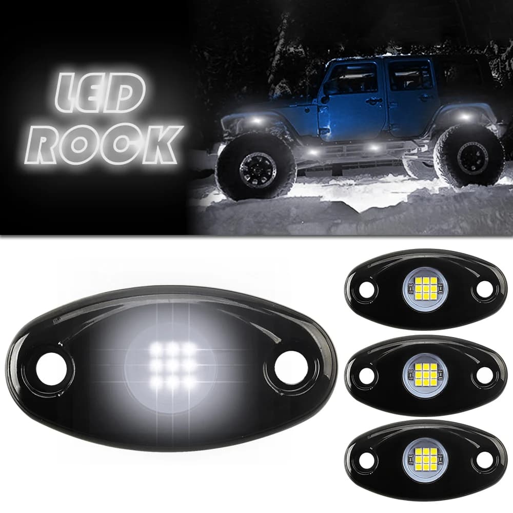 Luci per telaio a LED da 4 pezzi Lampada inferiore per auto modificata universale Luce al neon a LED IP67 Lampada Blub Rock a prova di acqua