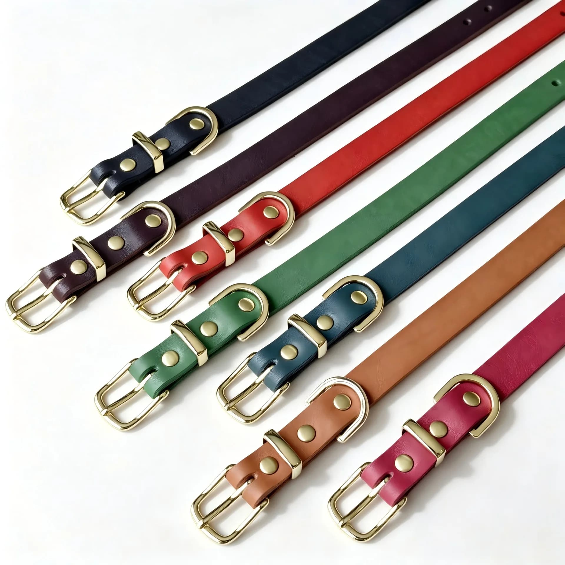 New Zinc Alloy Simple Pet Collar Leather Collar First Layer Cowhide Leather Dog Neck Ring