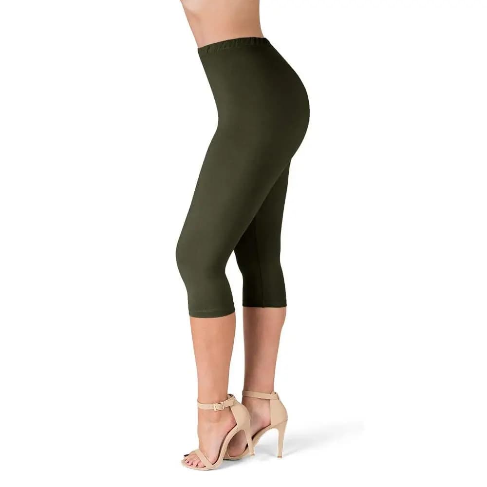 Leggings a vita alta da donna - Pantaloni da yoga con fascia in vita da 1 pollice, disponibili nelle versioni Capri e a lunghezza intera - Taglia unica e taglia unica plus
