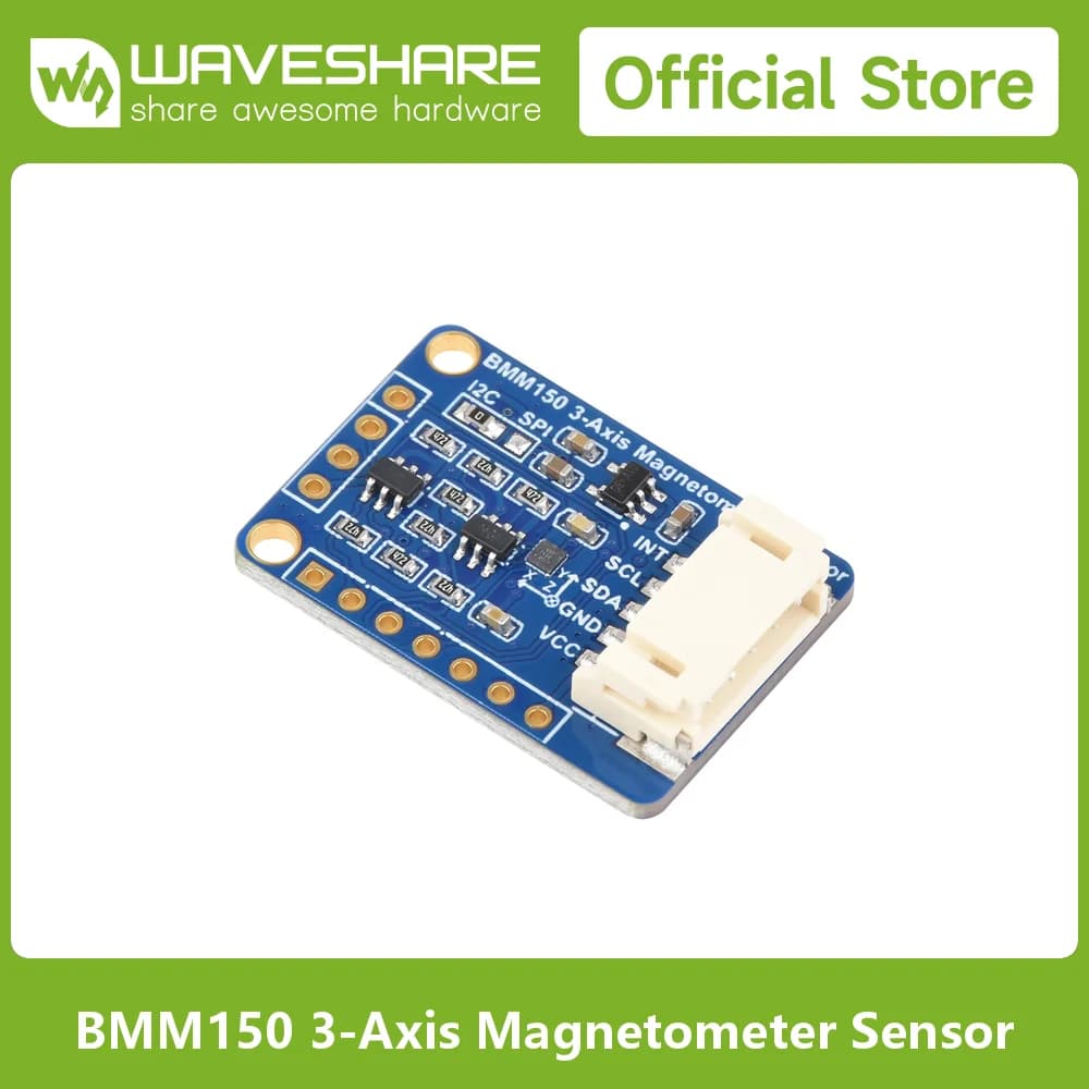 Waveshare BMM150 3-axis Magnetometer Sensor, Digital Compass Sensor, Magnetic Field Measurement, Supports Raspberry Pi /Arduino