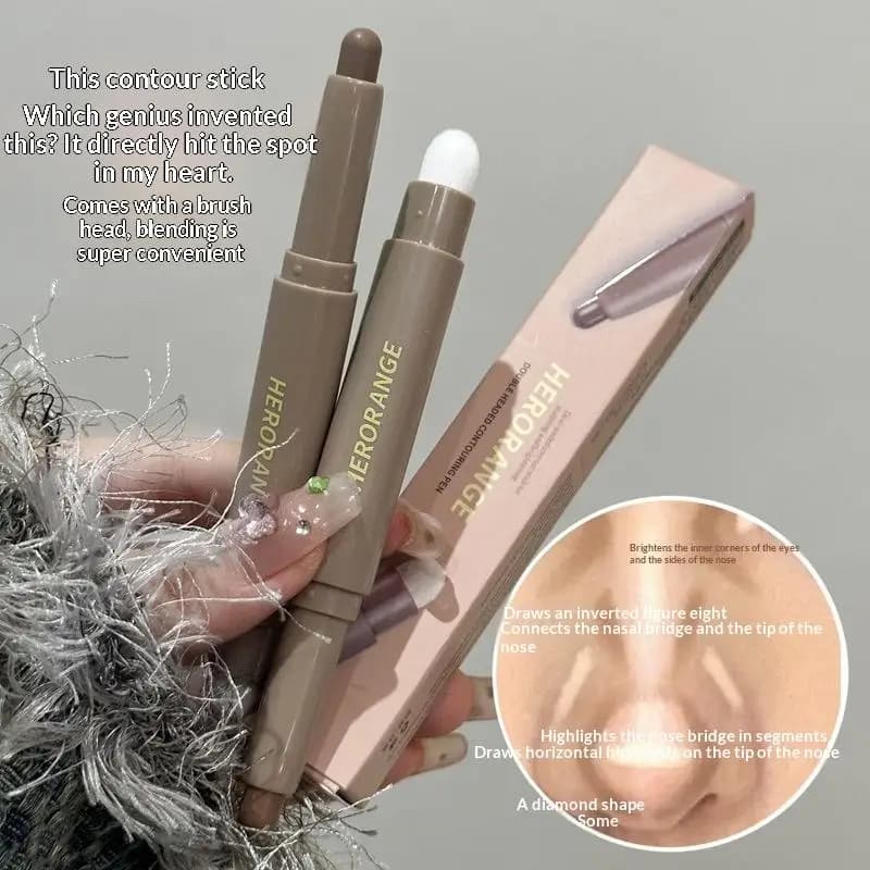 Highlighting & Bronzing Stick Long Lasting Corrector With Brush, Brightening Concealer Pen, Nose Shadow, And Contouring