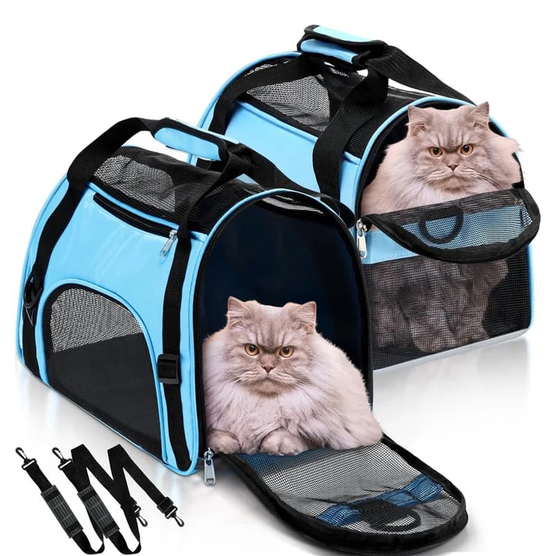 Borsa Trasportino per Gatti e Cani, Portatile, Traspirante, Pieghevole, per Viaggi e Trasporto