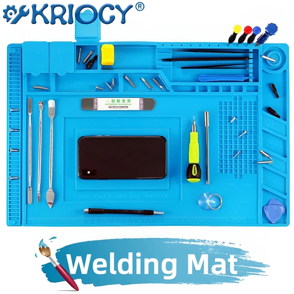 Tappetino in silicone per saldatura Tappetino da lavoro per isolamento termico Tappetino isolante per pistola termica per saldatura resistente al calore Strumenti di riparazione Set di utensili manuali ESD