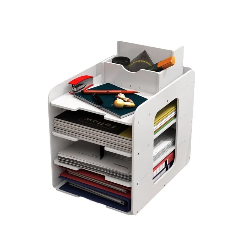 Scaffale per archiviazione di file multistrato da tavolo impermeabile e resistente alle macchie Facile montaggio Supporto per cartelle dati A4 Scaffali in PVC per uso ufficio