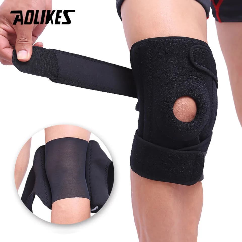 AOLIKES 1 pz regolabile elastico supporto per ginocchio Brace Patella ginocchiere foro sport ginocchiera ginocchiera
