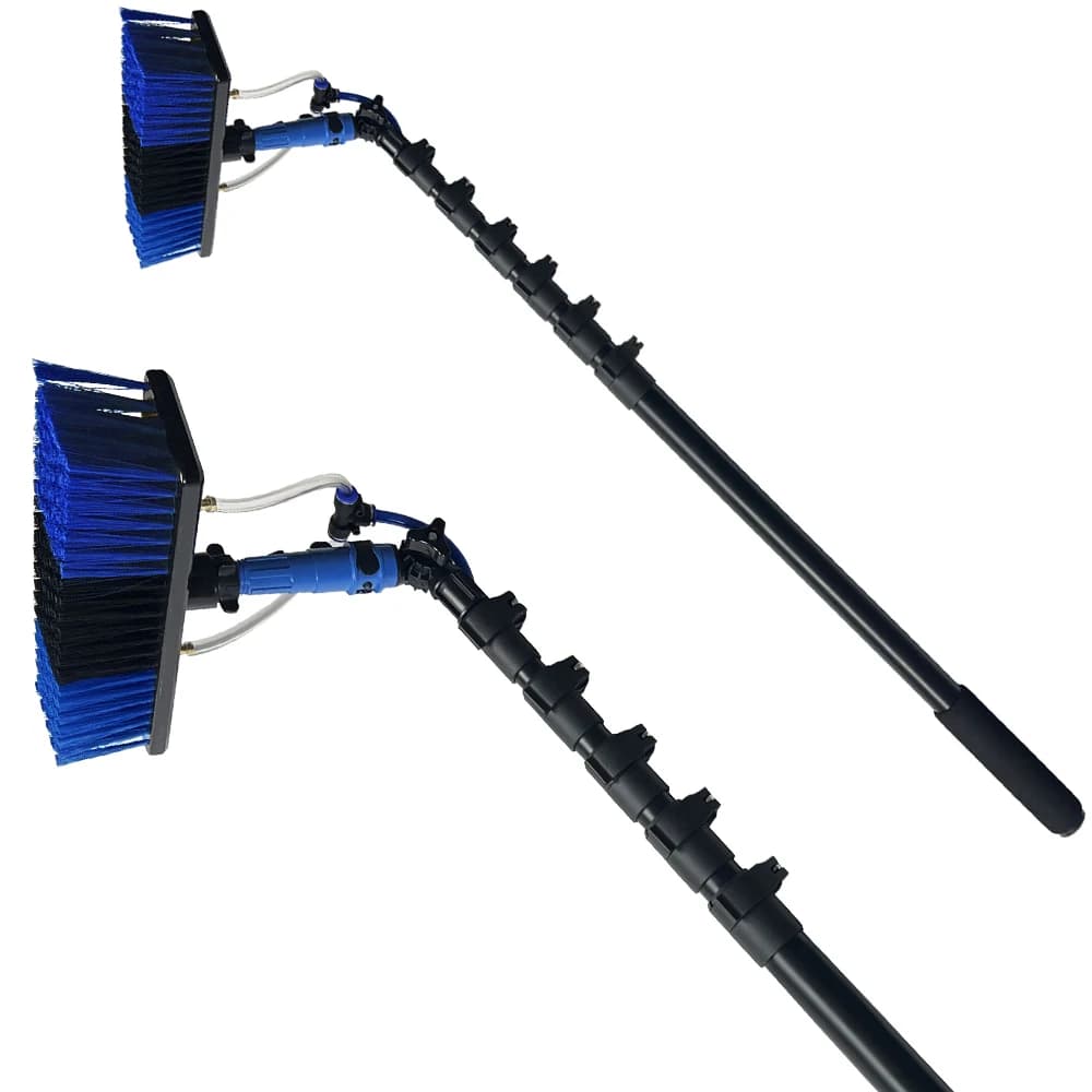 Set Professionale per Pulizia Pannelli Solari e Finestre con Spazzola e Asta Telescopica in Alluminio