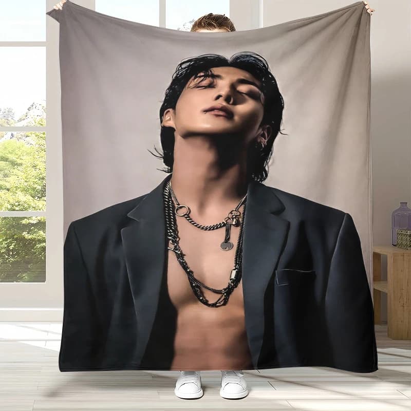 Coperta in flanella Jeon Jung Kook Kpop B-BTS, coperta in peluche ultra morbida e calda per la casa, la camera da letto, il divano, l'ufficio, il campeggio, come regalo