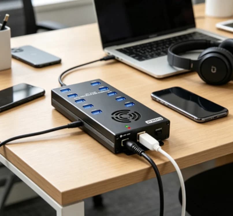 Sipolar Laptop Stand 10 Port USB2.0 Splitter Smart Charging Hub With Power Adapter