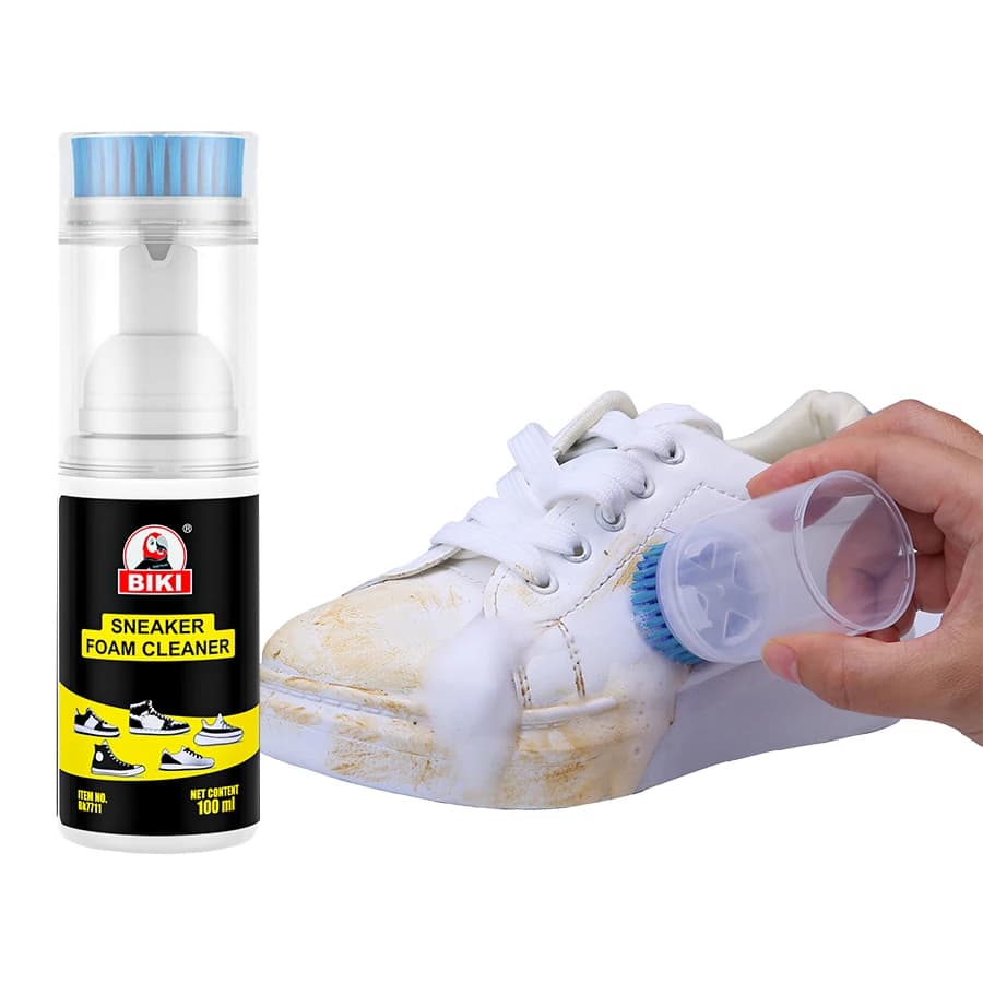 Schiuma detergente per scarpe – kit detergente istantaneo per scarpe da ginnastica con spazzola incorporata – adatto per pelle, tela, nylon, scarpe da tennis, ecc.
