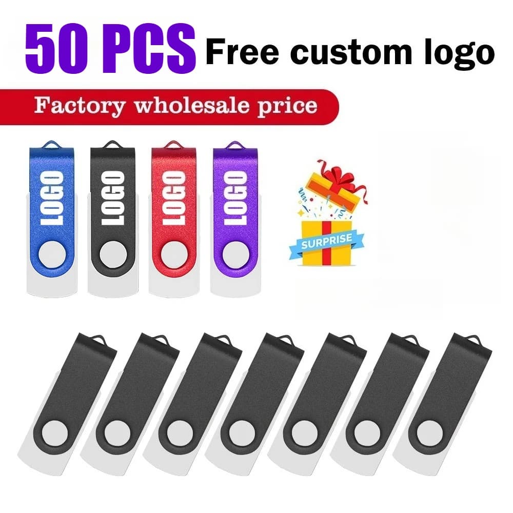 50 Pezzi/Lotto Chiavetta USB 2.0 in Metallo 8GB 4GB 16GB 32GB 64GB 128GB con Logo Personalizzato Gratuito
