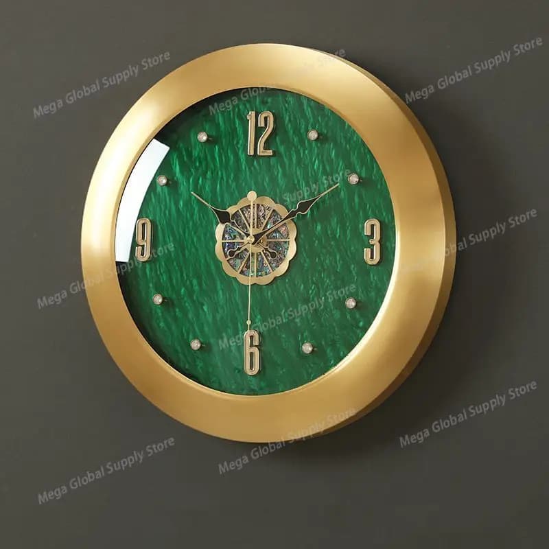 Brass wall clock household living room simple table hanging wall creative decoration quiet quartz clock wall clock