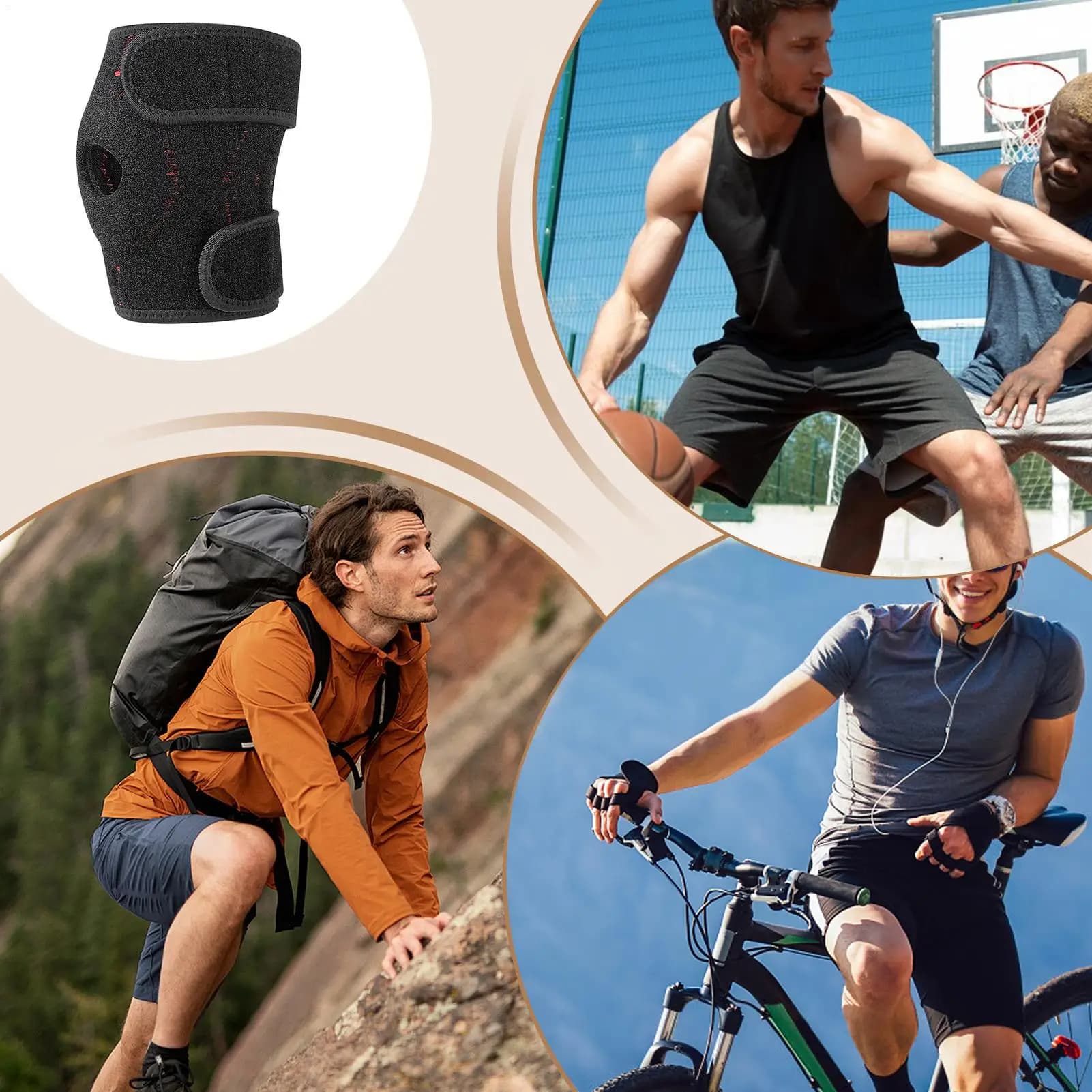 Ginocchiera di supporto per ginocchio Ginocchiera di compressione con manica traspirante regolabile con stabilizzatori laterali per esercizi sportivi da donna