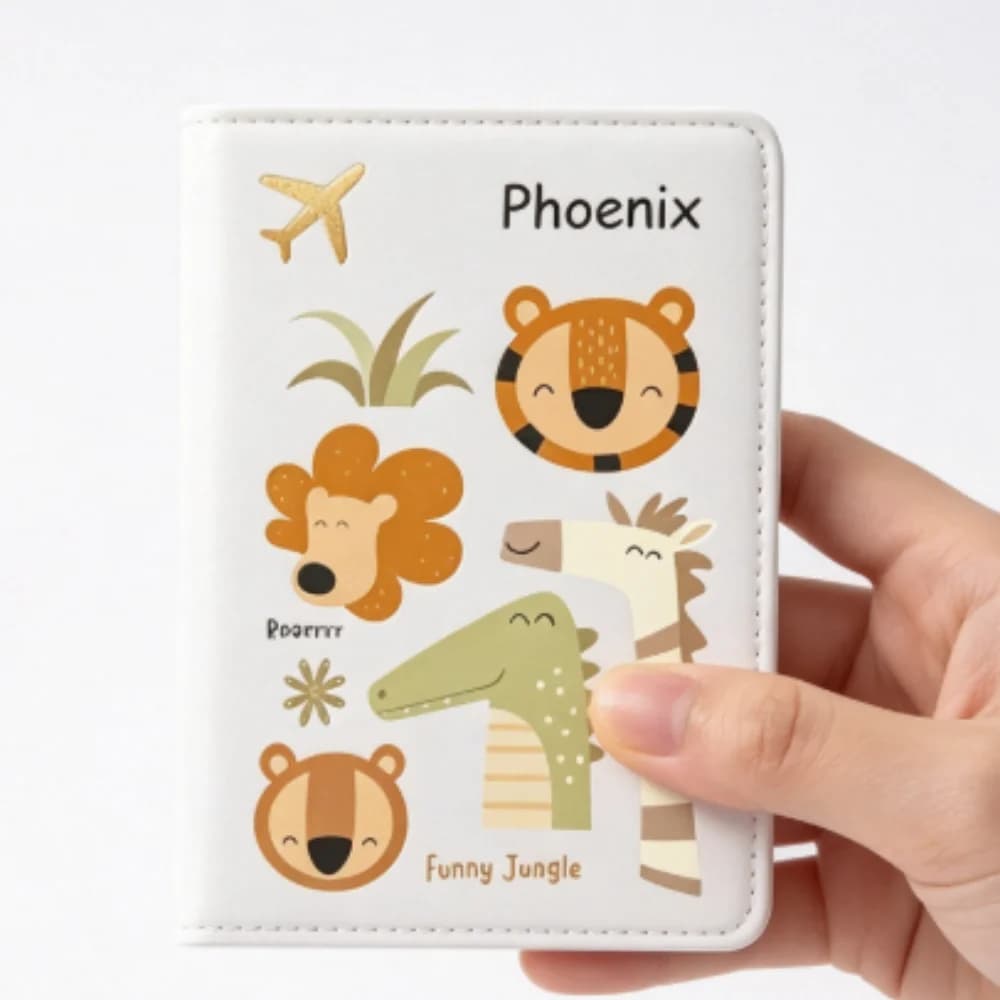 Personalized Customized Name Text Passport Holder, Cute Cartoon Travel Case, Multi-slot Passport Cover & Document Organizer