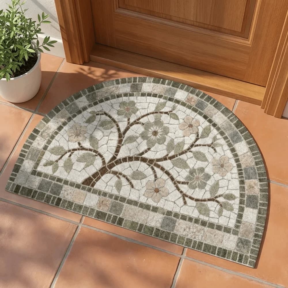 Home Decor Scratch Resistant Semi-Circular Door Mat Anti-Slip Crystal Velvet Floor Mat Non-Slip Thicken Carpet Rug Living Room