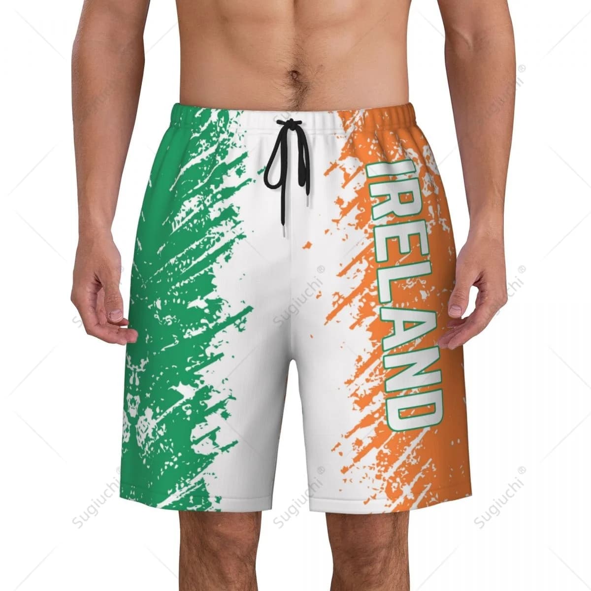 Pantaloni da spiaggia con bandiera dell'Irlanda da uomo Pantaloncini da surf Surf Ragazzi Calcio Ciclismo Costumi da bagno Corsa in poliestere