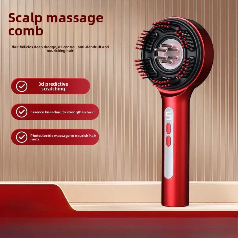 Afferrare e sfregare il pettine per la crescita dei capelli Pettine guida per oli essenziali anti-perdita di capelli a luce rossa elettrica e applicare la medicina ai capelli