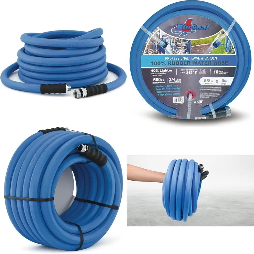 Tubo da giardino in gomma ultraleggero ad alta resistenza: acqua calda e fredda, 500 PSI, 50F-190F, durevole e resistente