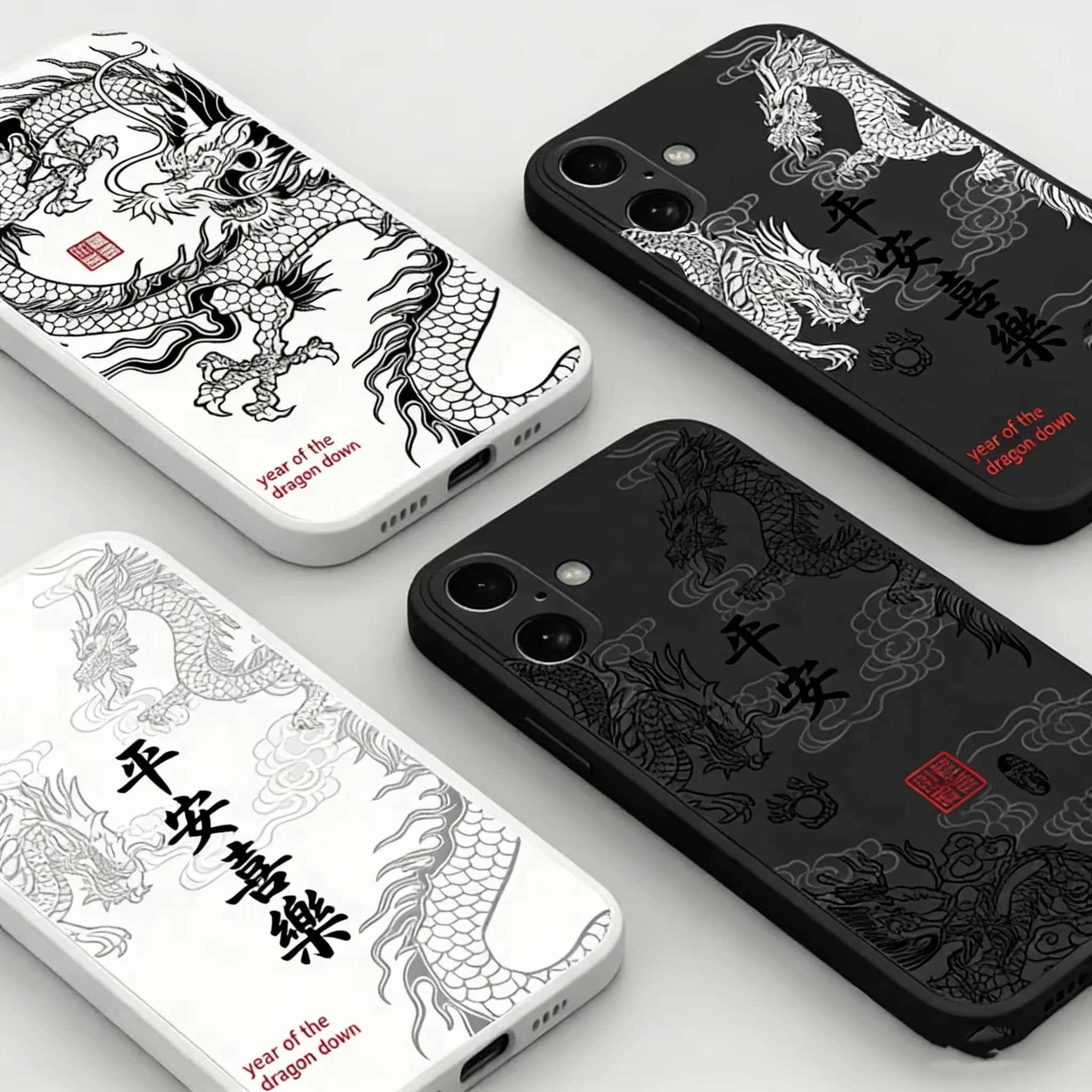 Fashion Chinese Dragon Pattern Phone Case for iPhone 18 17 16 15 14 Pro Max 13 12 Mini 11 Soft TPU Protective Color Fundas Cover
