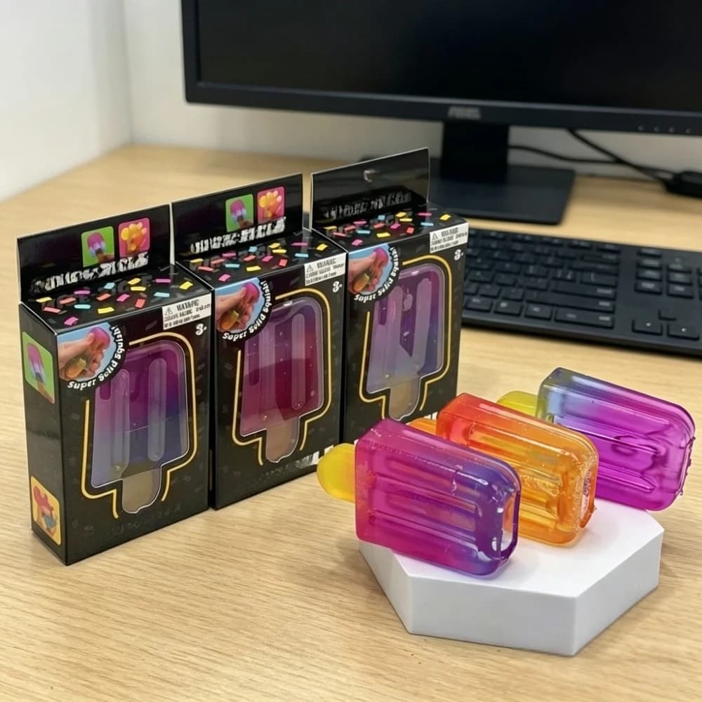 Ice Cream Model Toy Blind Box Cube Sensory Stress Relief Squishy Cube Anti-Anxiety Squeeze Object for Birthday Gift Toy