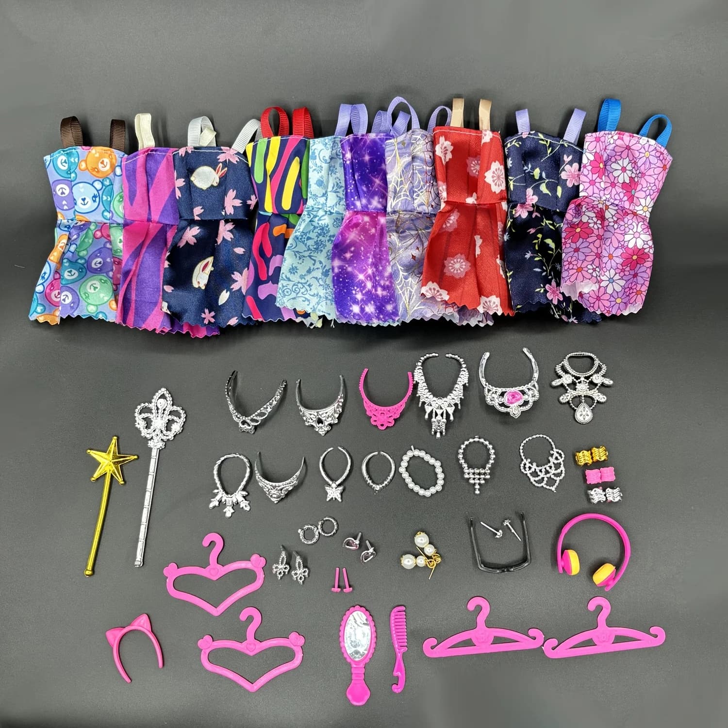 43 pieces set clothes and accessories for 30 cm fashion doll set mini canoe skirt necklace earrings crown hangers accessories toy