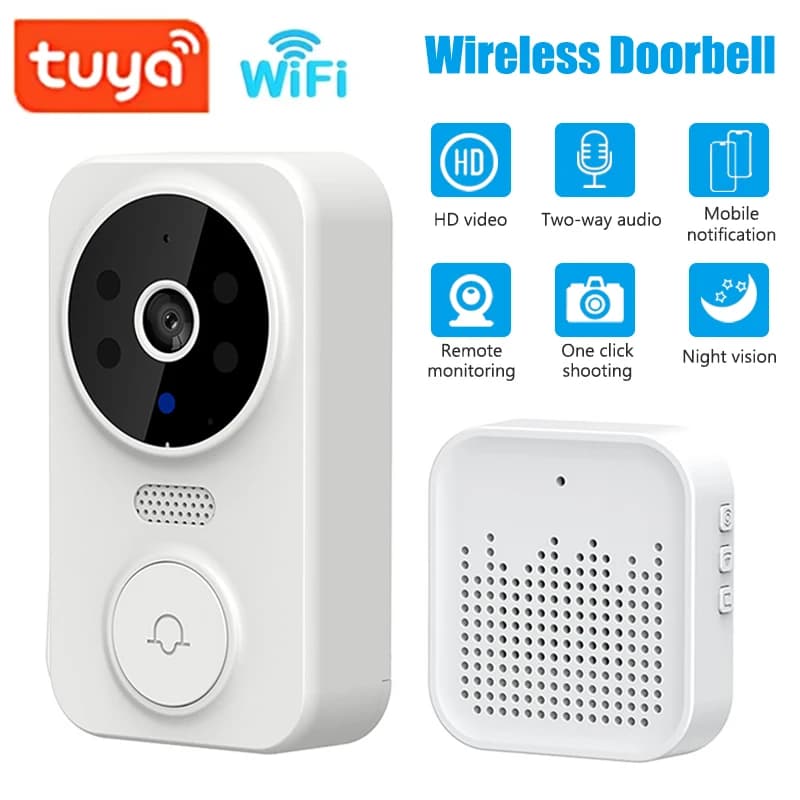 WiFi Smart Video Campanello Telecamera Visione notturna Campanello visivo intelligente Tuya APP Monitoraggio remoto Campanello per porta per la sicurezza domestica