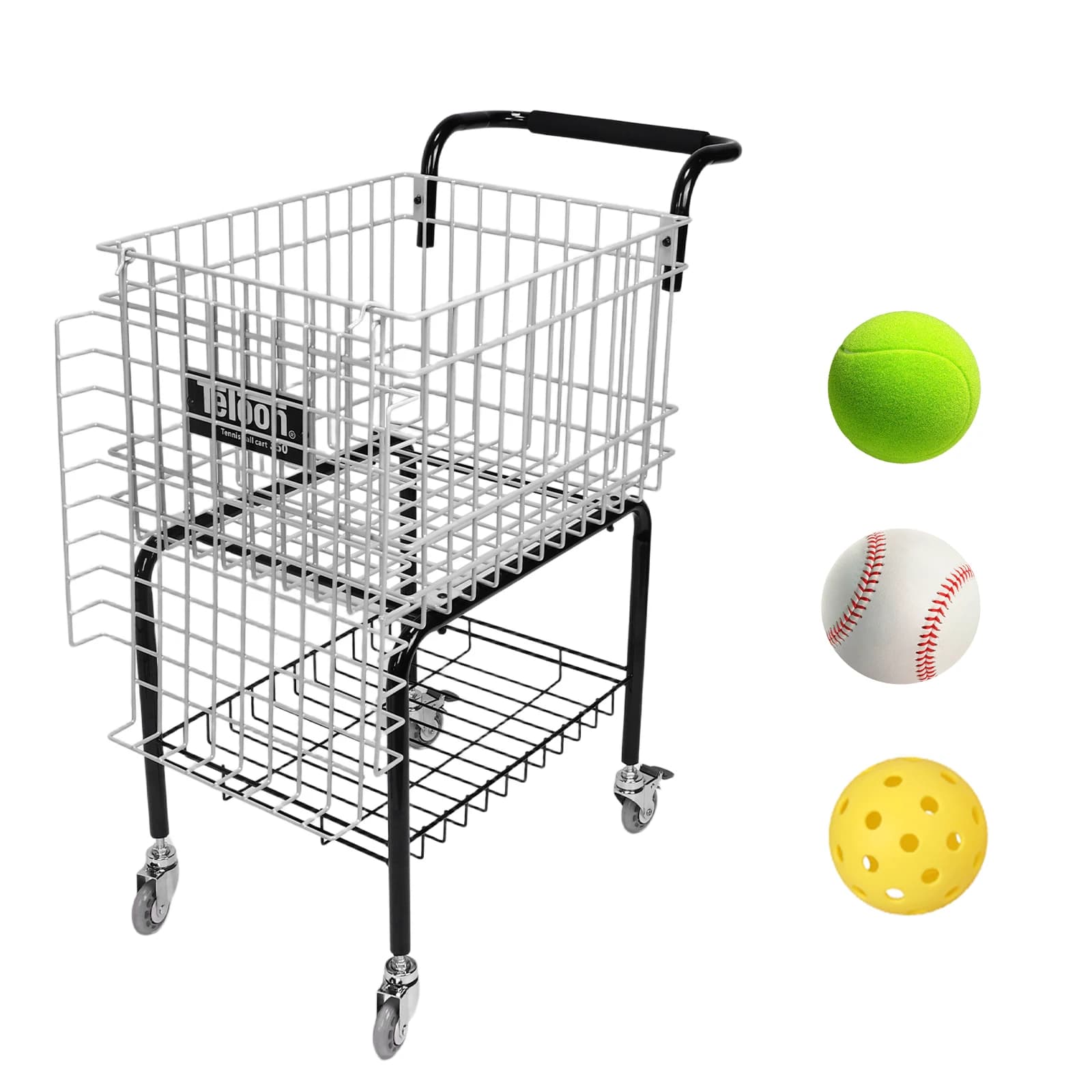 Carrello portaoggetti per palline da tennis con ruota Il carrello didattico per tennis contiene contenitore per tramoggia raccoglitore per cestini da 350 palline