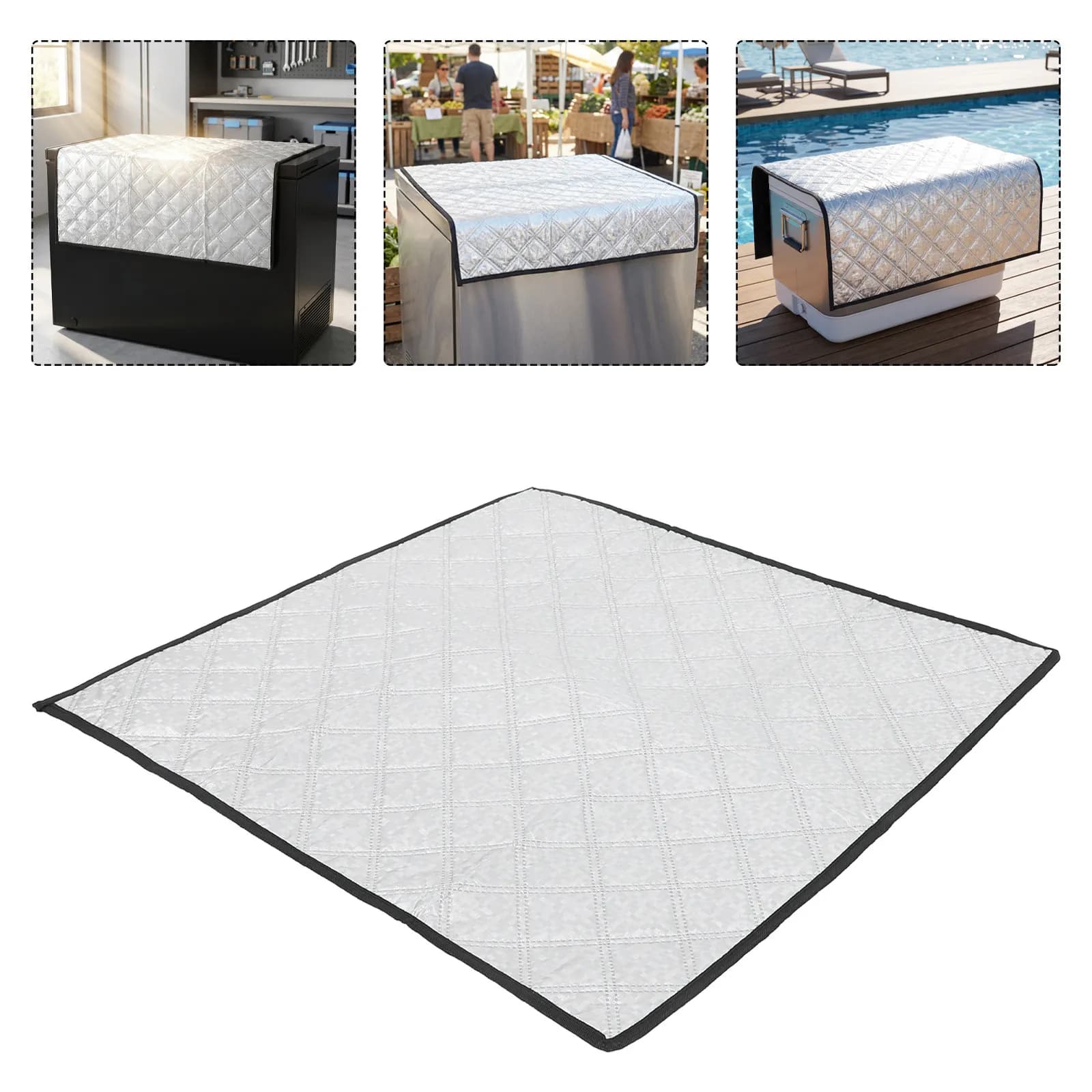 Freezer Cover 70x70cm Aluminum Foil Insulated Sunshade Blanket Outdoor Refrigerator Heat Protector Freezer Heat Shield