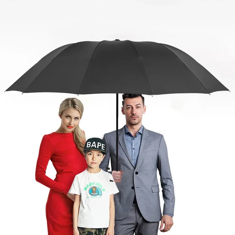 Ombrello grande da 125 cm 12 Bone Business Protezione solare da uomo Ombrello parasole Piovoso e soleggiato Ombrello allargato 3 pieghe