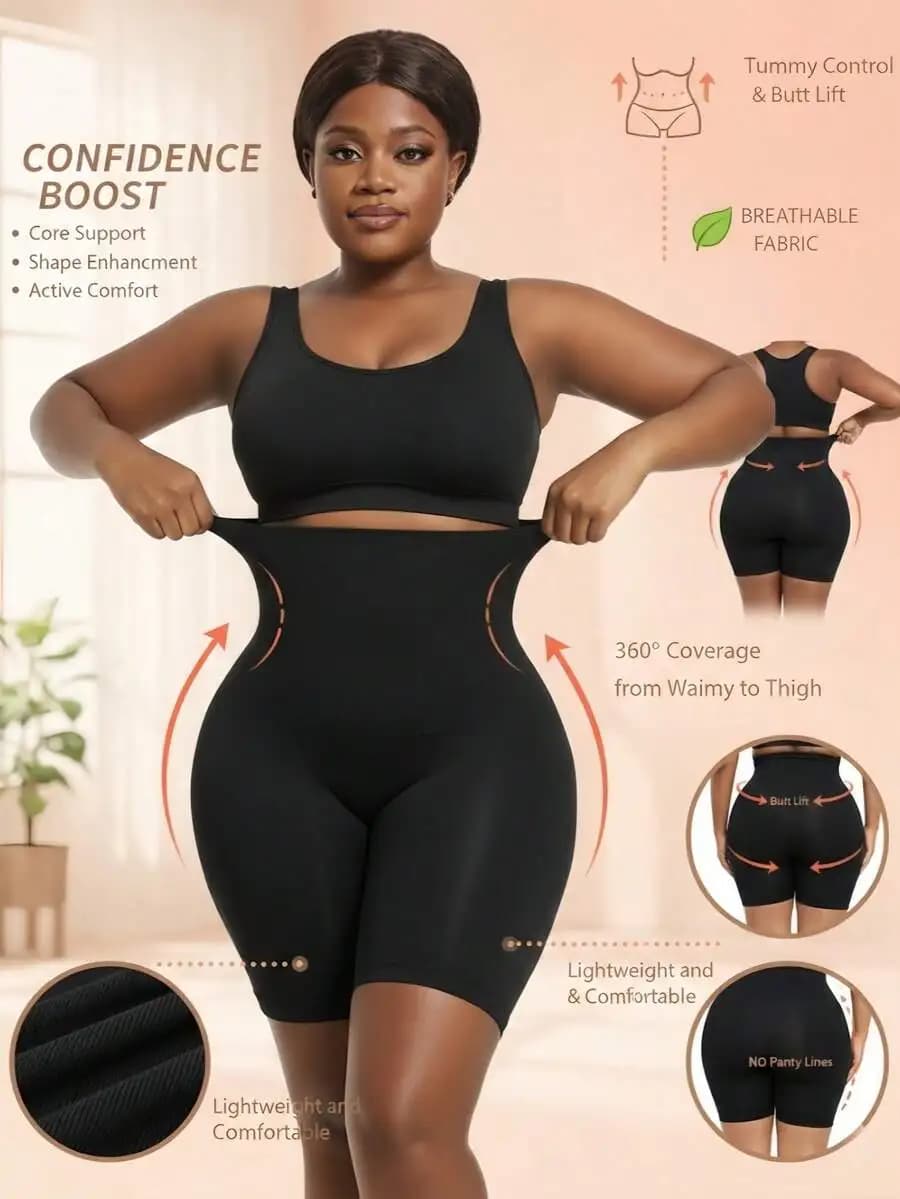 Women High Waist Shapewear Shorts With Core Support And Butt Lift