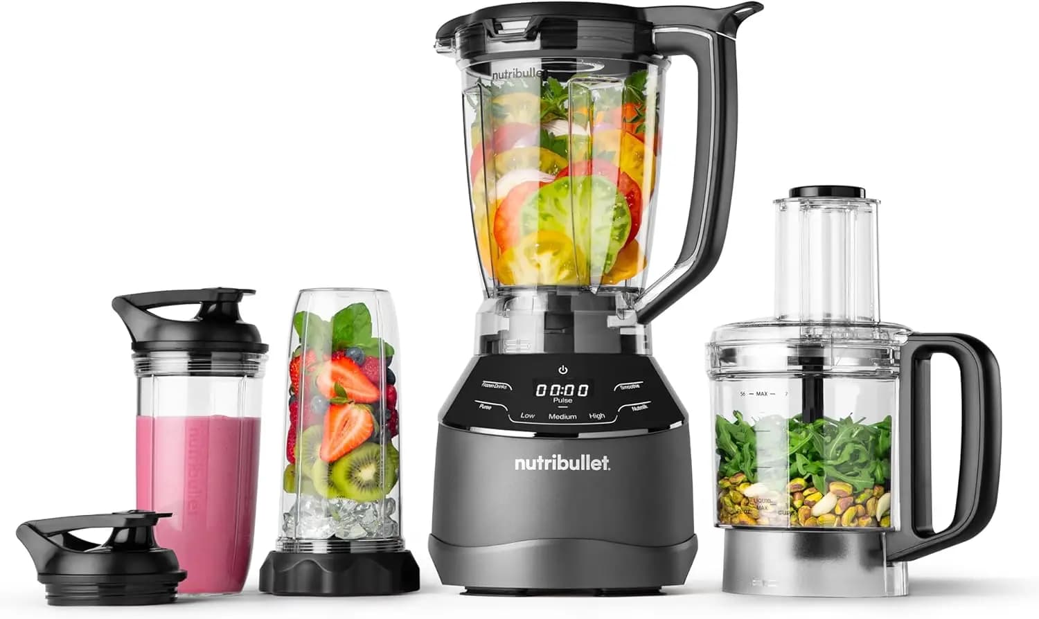Frullatore con Sistema di Preparazione Tripla e 3 Contenitori, Nero - Elettrodomestico da Cucina Efficiente