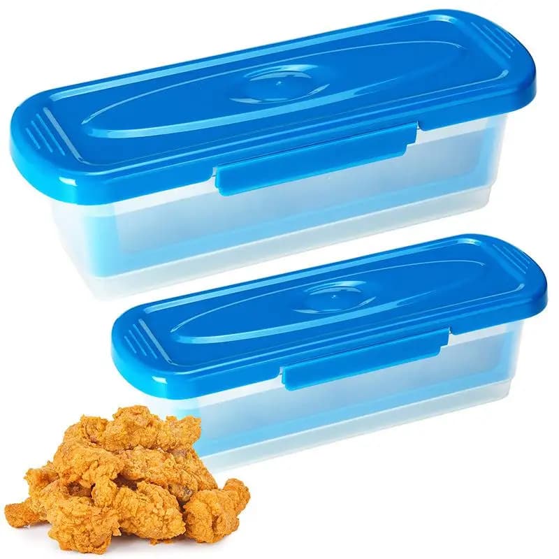 2 Pz/set Ciotole per Pastella in Plastica Con Vassoio Shaker per Breading e Coperchi Per Breader di Pesce Shaker Frittura Ali di Pollo Cipolla Anelli Verdure