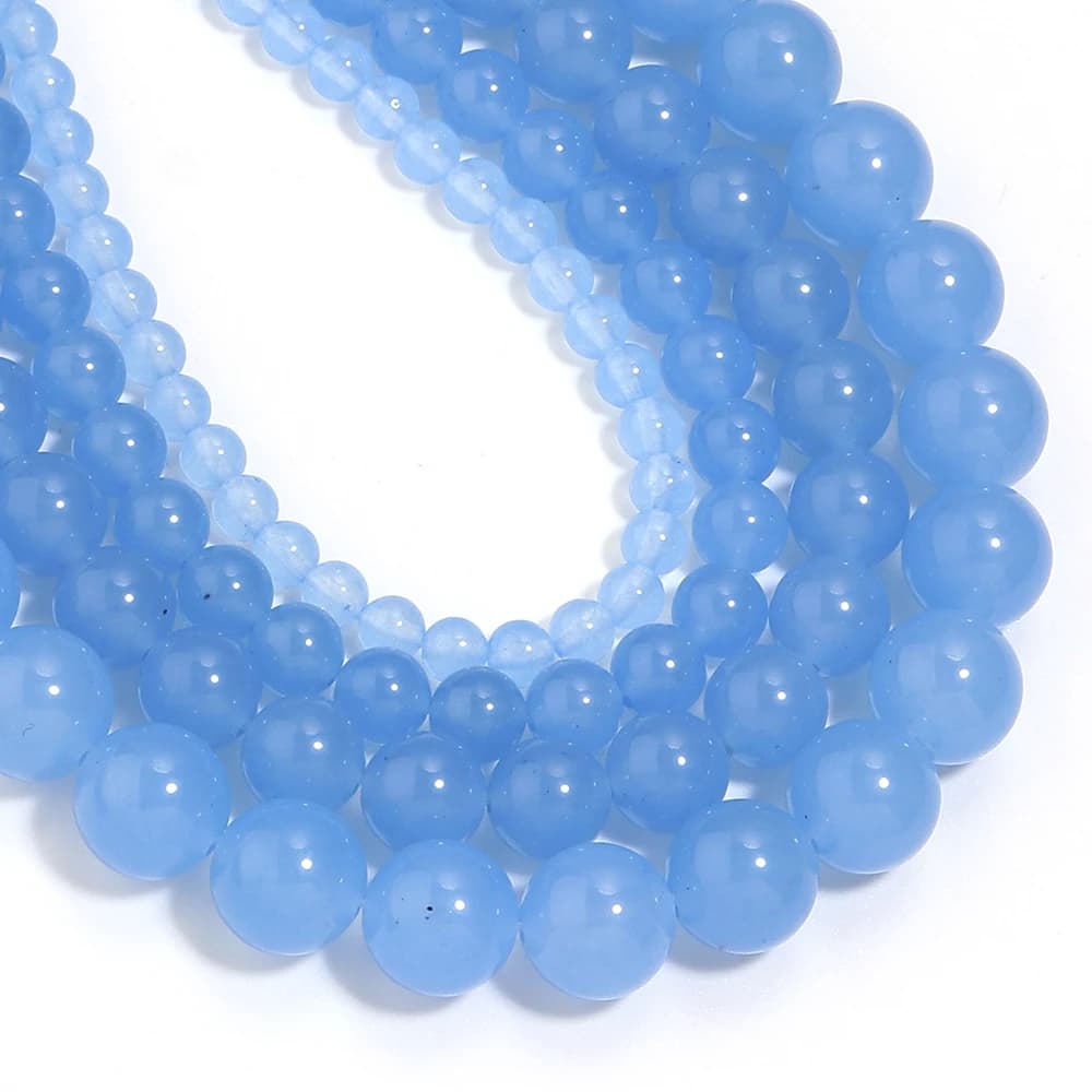 4/6/8/10mm Perline di pietra naturale Azzurro Calcedonio Pietra preziosa sciolta Perline rotonde per accessori collana braccialetto fatto a mano fai da te