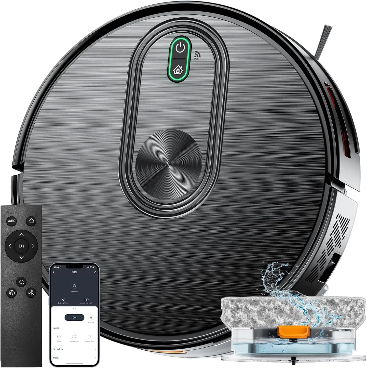Smart Robot Vacuum & Mop, 6500Pa Suction, 200Min Runtime, App/Voice Control, Auto Carpet Boost, Ideal for Pet Hair